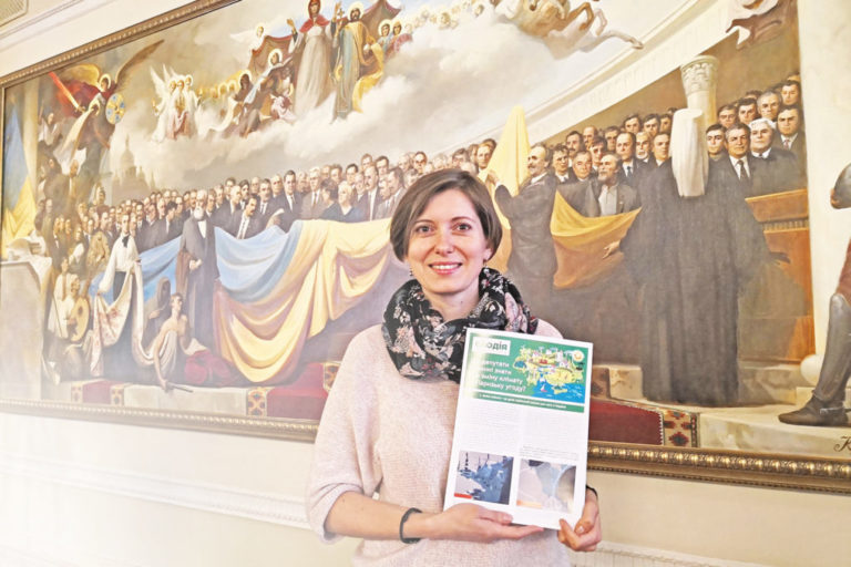 Ecoaction Executive Director Iryna Stavchuk addressing Parliamentary Hearings on climate change