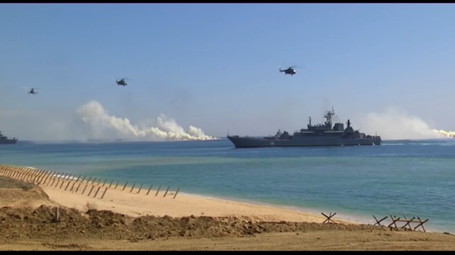 Consequences of Russian military exercises near Opuk Nature Reserve (Crimea, 2016). Photo credit: Russian Ministry of defense